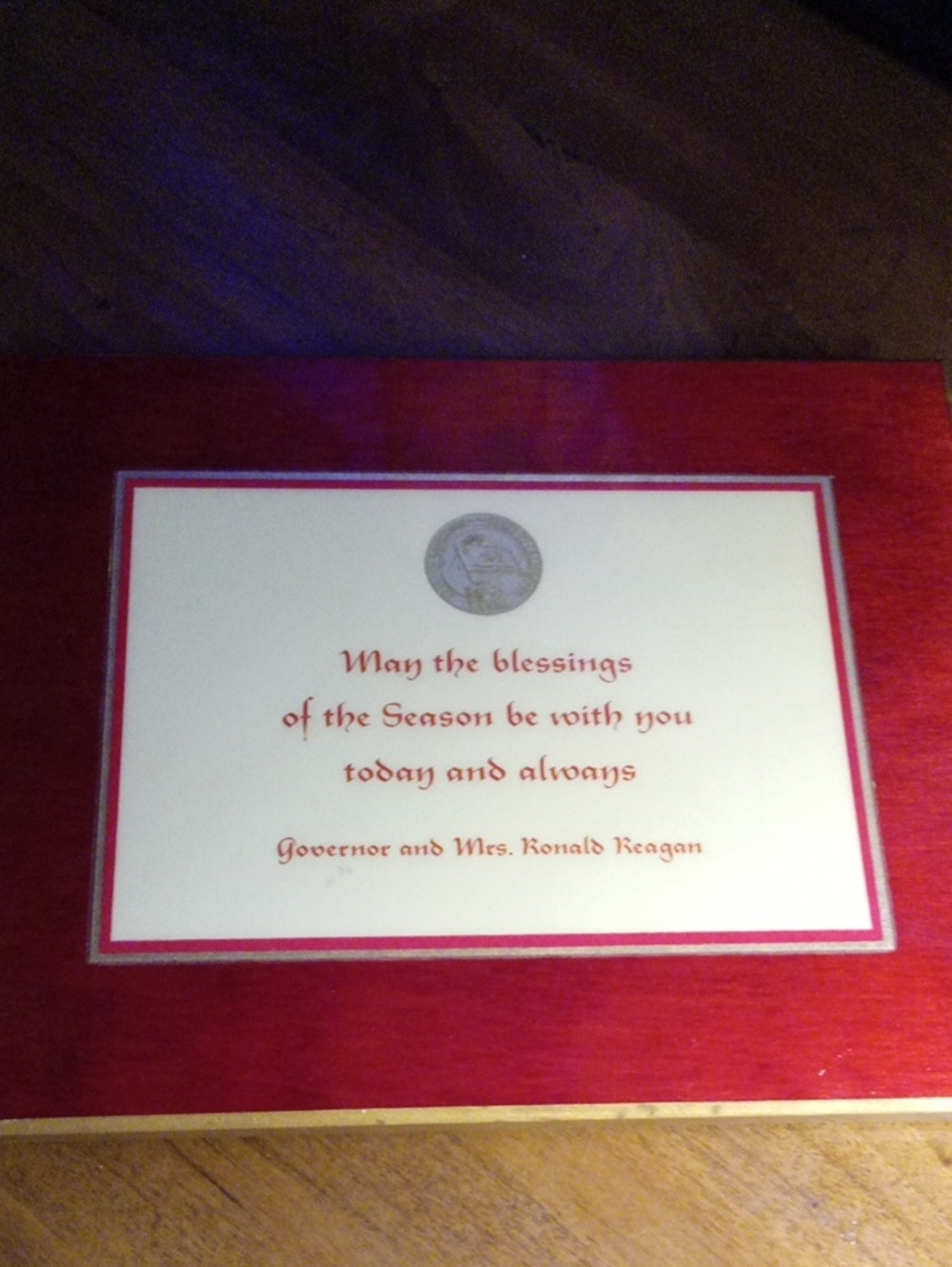 Republican Ronald Regan To the President Ford XMAS Greeting On Wood Plaque - Uni